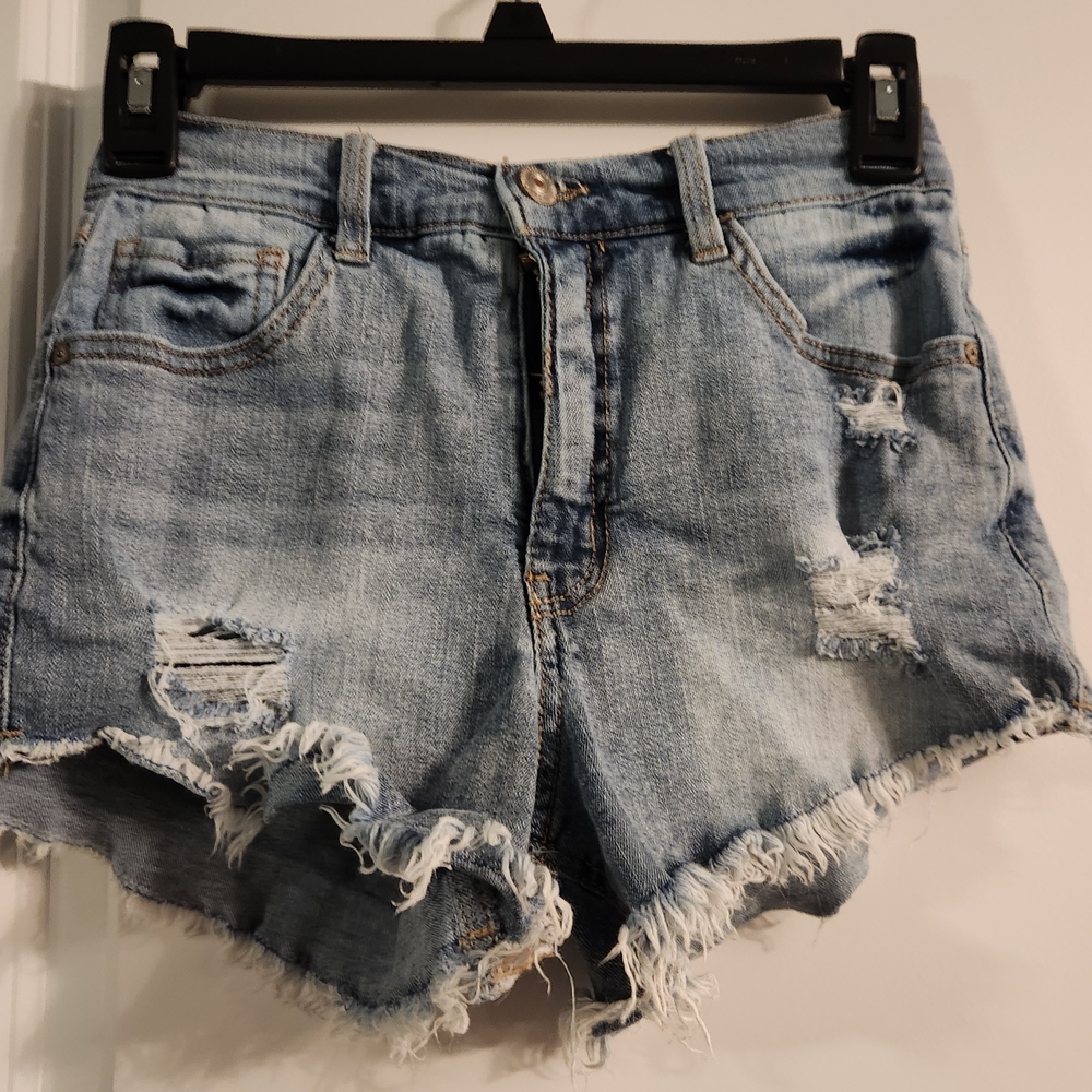 Wallflower Light Blue Distressed Jean Shorts